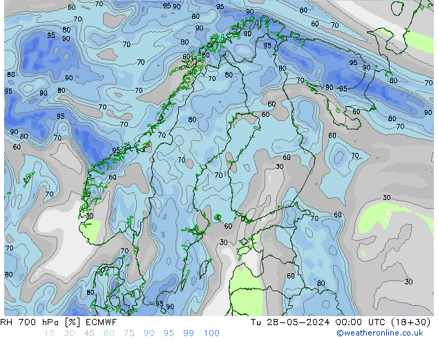 700 hPa Nispi Nem ECMWF Sa 28.05.2024 00 UTC