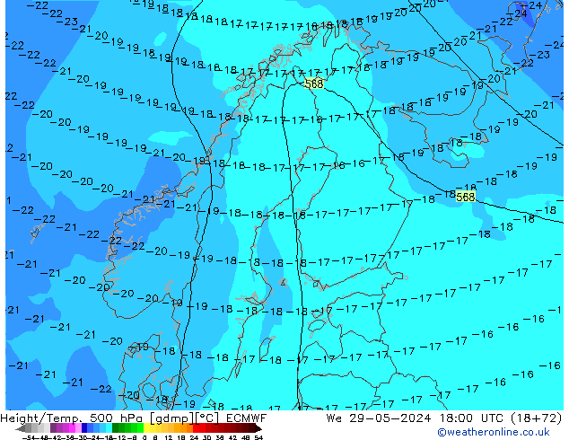 Z500/Rain (+SLP)/Z850 ECMWF We 29.05.2024 18 UTC