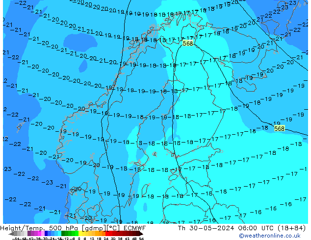 Z500/Rain (+SLP)/Z850 ECMWF Th 30.05.2024 06 UTC