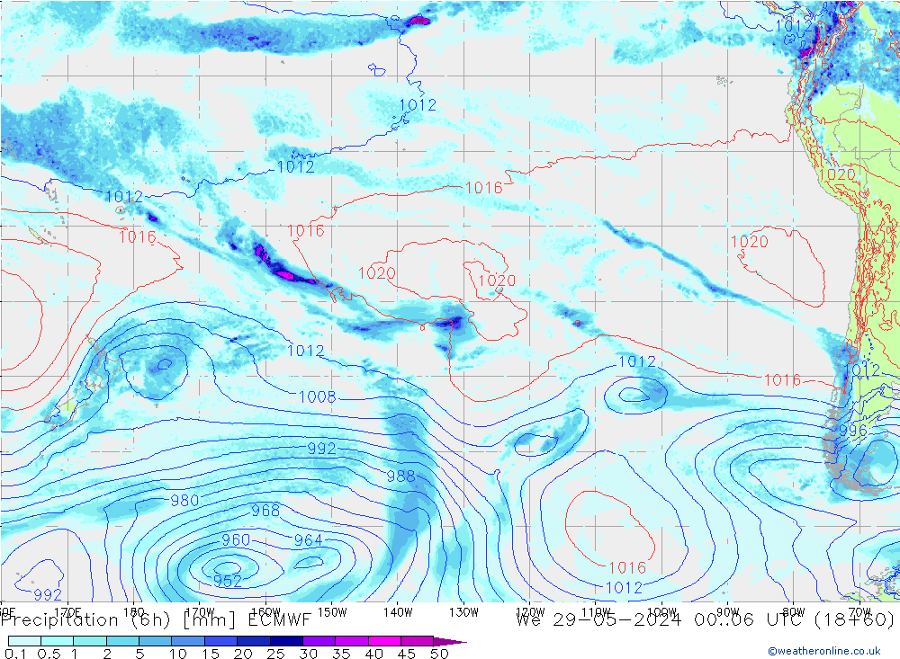 Z500/Rain (+SLP)/Z850 ECMWF mer 29.05.2024 06 UTC