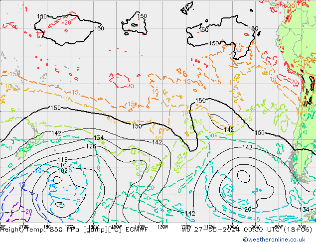 Z500/Rain (+SLP)/Z850 ECMWF Mo 27.05.2024 00 UTC