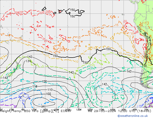 Z500/Rain (+SLP)/Z850 ECMWF mié 29.05.2024 12 UTC