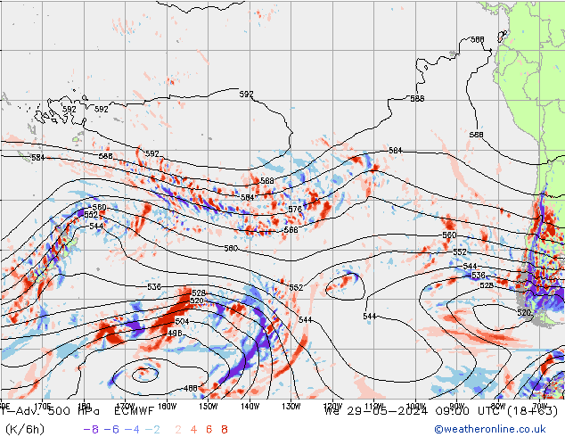 T-Adv. 500 hPa ECMWF śro. 29.05.2024 09 UTC