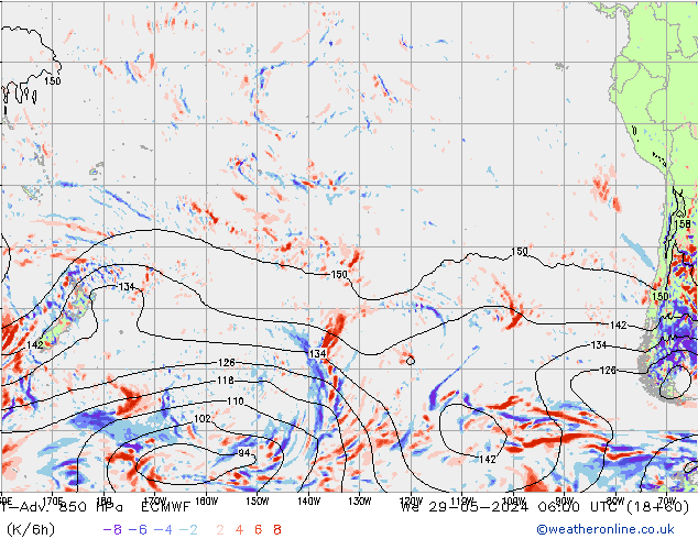 T-Adv. 850 hPa ECMWF We 29.05.2024 06 UTC