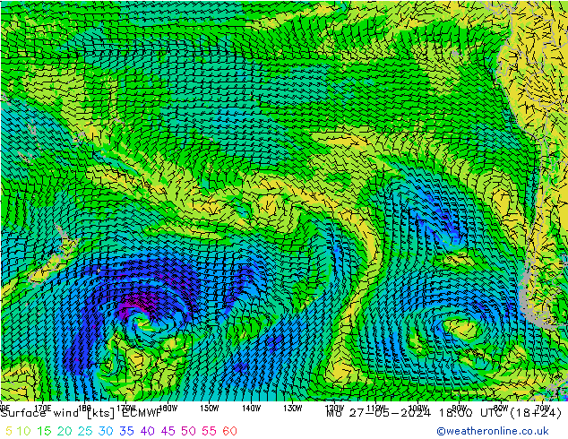 Surface wind ECMWF Mo 27.05.2024 18 UTC