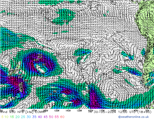 Wind 950 hPa ECMWF Čt 30.05.2024 12 UTC