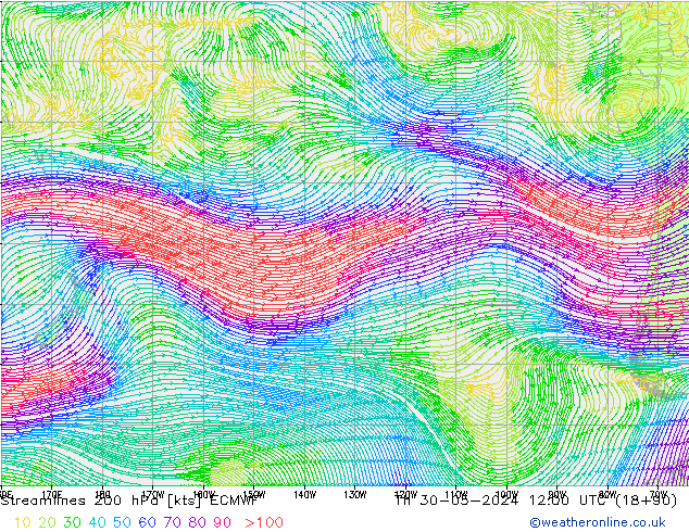 Streamlines 200 hPa ECMWF Th 30.05.2024 12 UTC