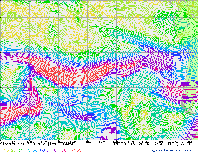 Streamlines 300 hPa ECMWF Th 30.05.2024 12 UTC