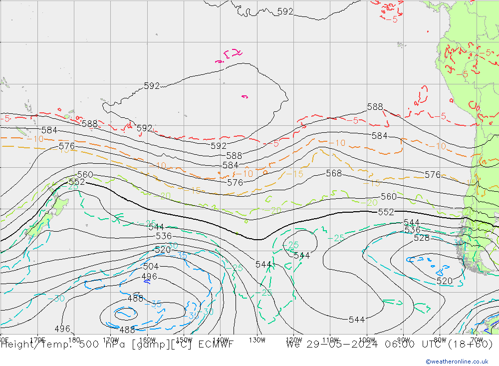 Z500/Rain (+SLP)/Z850 ECMWF mer 29.05.2024 06 UTC