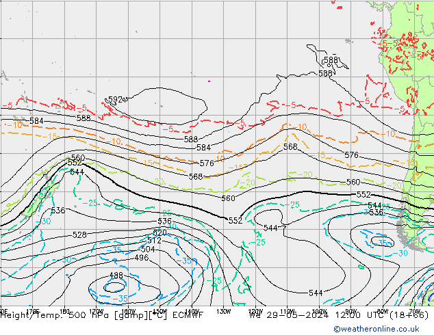 Z500/Rain (+SLP)/Z850 ECMWF mié 29.05.2024 12 UTC