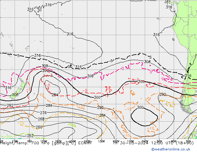 Height/Temp. 700 hPa ECMWF  30.05.2024 12 UTC