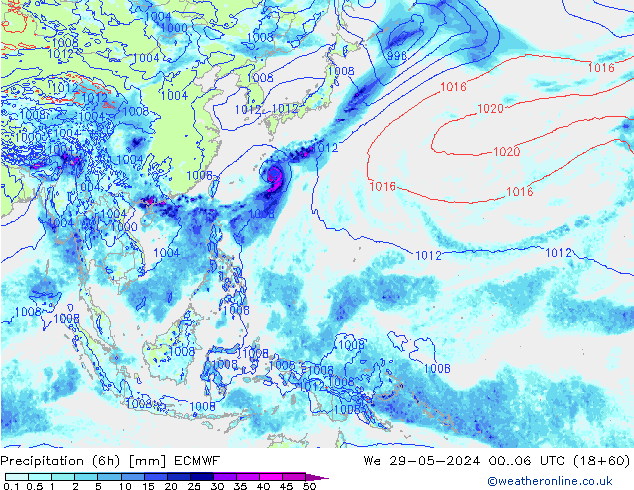 Z500/Rain (+SLP)/Z850 ECMWF We 29.05.2024 06 UTC