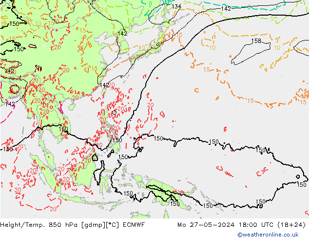 Z500/Rain (+SLP)/Z850 ECMWF пн 27.05.2024 18 UTC