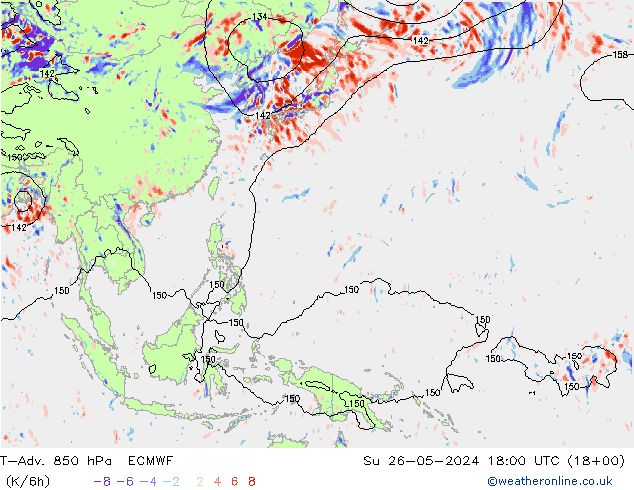 T-Adv. 850 hPa ECMWF dim 26.05.2024 18 UTC