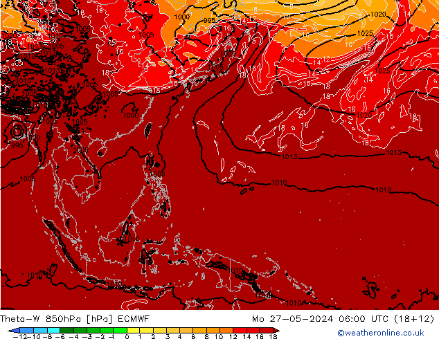 Theta-W 850hPa ECMWF Po 27.05.2024 06 UTC