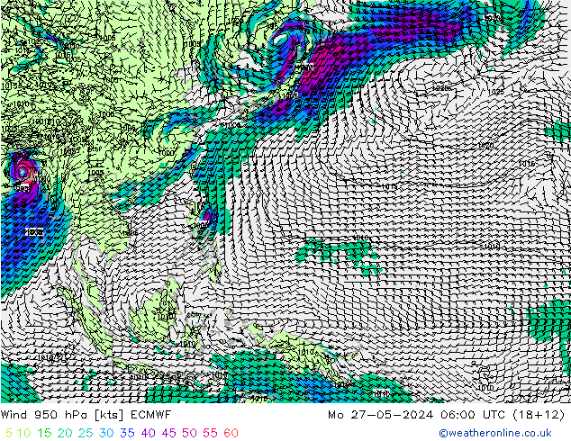 wiatr 950 hPa ECMWF pon. 27.05.2024 06 UTC