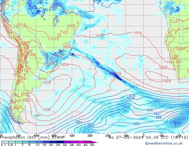 Z500/Rain (+SLP)/Z850 ECMWF lun 27.05.2024 06 UTC