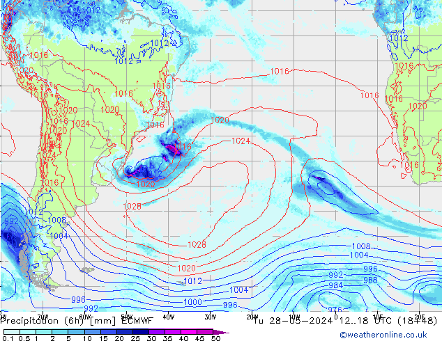 Z500/Yağmur (+YB)/Z850 ECMWF Sa 28.05.2024 18 UTC