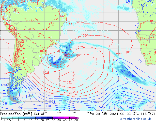 Neerslag ECMWF wo 29.05.2024 03 UTC