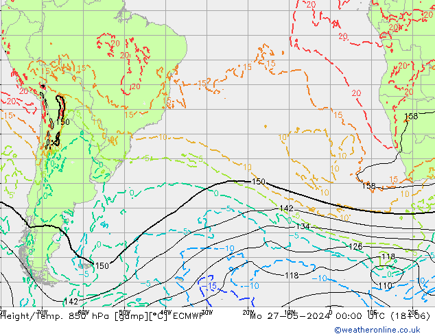 Z500/Rain (+SLP)/Z850 ECMWF Mo 27.05.2024 00 UTC