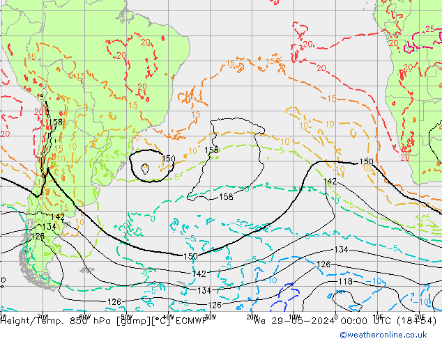 Z500/Rain (+SLP)/Z850 ECMWF  29.05.2024 00 UTC