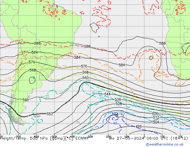 Z500/Rain (+SLP)/Z850 ECMWF lun 27.05.2024 06 UTC