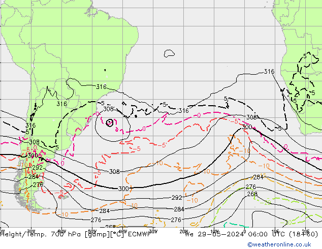 Height/Temp. 700 hPa ECMWF  29.05.2024 06 UTC