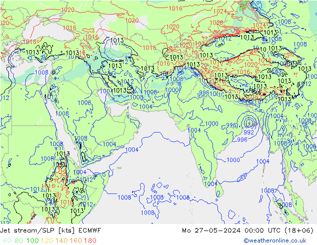 Corriente en chorro ECMWF lun 27.05.2024 00 UTC