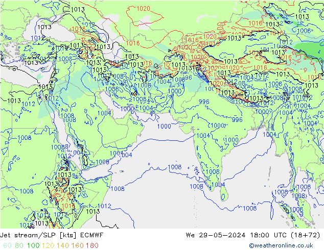 Jet stream/SLP ECMWF We 29.05.2024 18 UTC