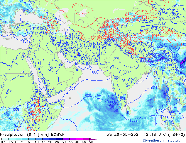 Z500/Yağmur (+YB)/Z850 ECMWF Çar 29.05.2024 18 UTC