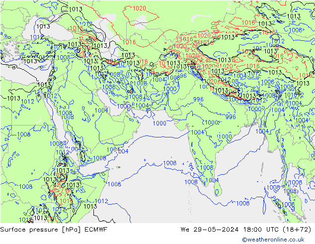 Yer basıncı ECMWF Çar 29.05.2024 18 UTC