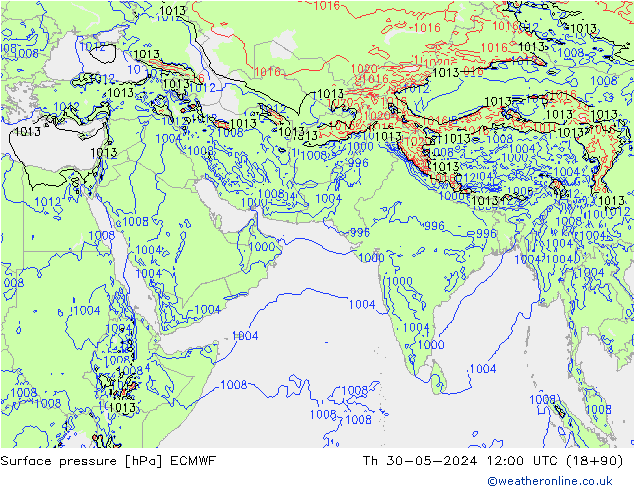 pressão do solo ECMWF Qui 30.05.2024 12 UTC