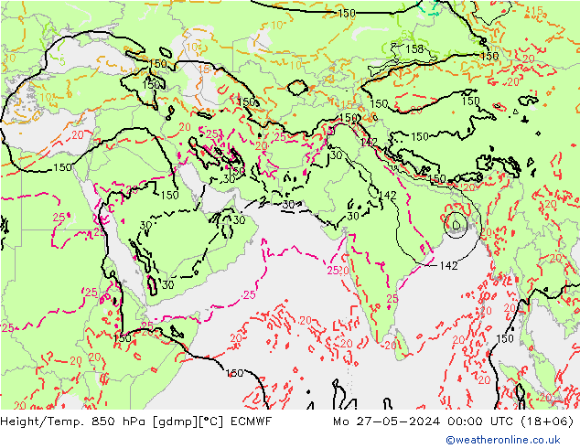 Z500/Rain (+SLP)/Z850 ECMWF 星期一 27.05.2024 00 UTC