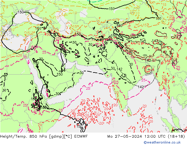 Z500/Rain (+SLP)/Z850 ECMWF lun 27.05.2024 12 UTC