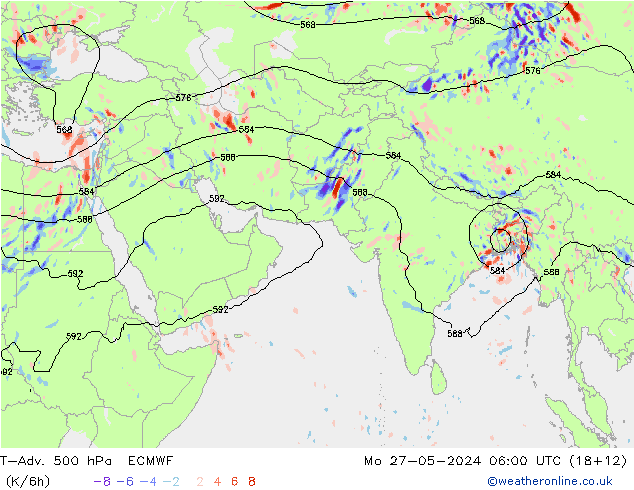 T-Adv. 500 hPa ECMWF Mo 27.05.2024 06 UTC