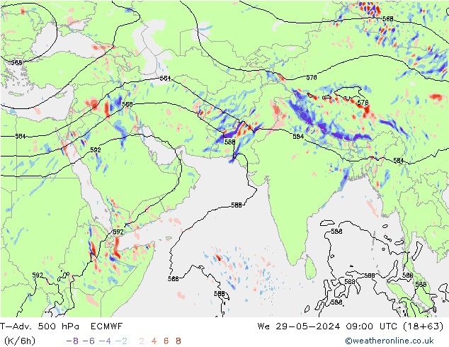 T-Adv. 500 hPa ECMWF We 29.05.2024 09 UTC