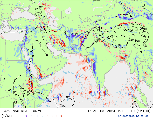 T-Adv. 850 hPa ECMWF 星期四 30.05.2024 12 UTC