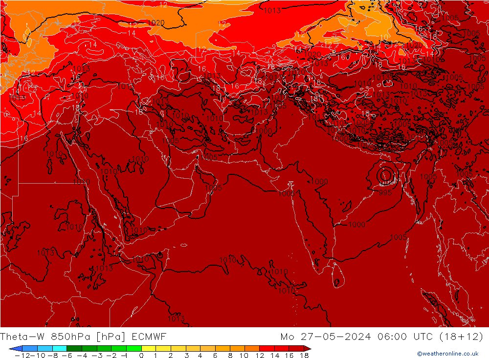 Theta-W 850hPa ECMWF Mo 27.05.2024 06 UTC