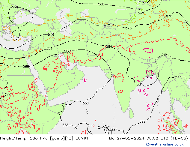 Z500/Rain (+SLP)/Z850 ECMWF 星期一 27.05.2024 00 UTC