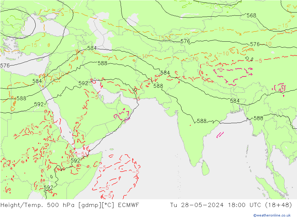 Z500/Rain (+SLP)/Z850 ECMWF Tu 28.05.2024 18 UTC