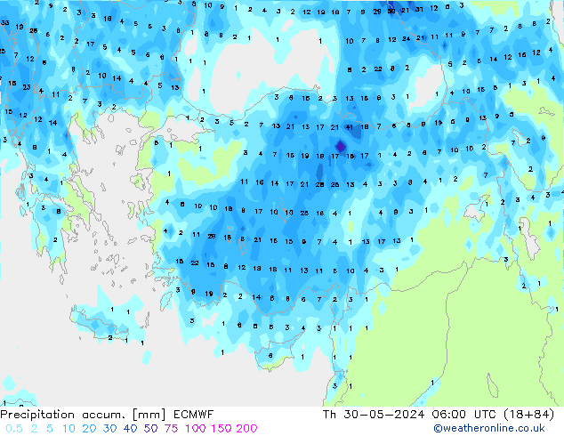 Toplam Yağış ECMWF Per 30.05.2024 06 UTC