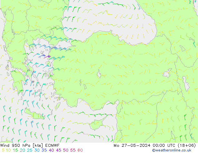 Prec 6h/Wind 10m/950 ECMWF Mo 27.05.2024 00 UTC