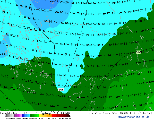 Height/Temp. 500 hPa ECMWF  27.05.2024 06 UTC