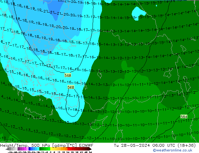 Z500/Rain (+SLP)/Z850 ECMWF Ter 28.05.2024 06 UTC