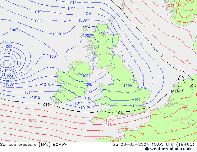 Surface pressure ECMWF Su 26.05.2024 18 UTC