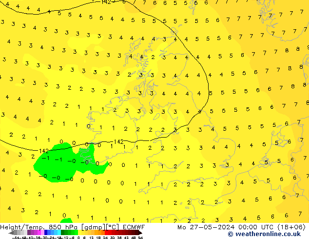 Z500/Rain (+SLP)/Z850 ECMWF Po 27.05.2024 00 UTC