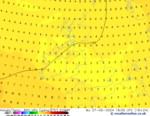 Z500/Rain (+SLP)/Z850 ECMWF lun 27.05.2024 18 UTC