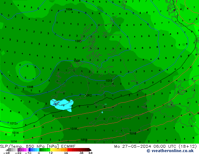 SLP/Temp. 850 hPa ECMWF lun 27.05.2024 06 UTC