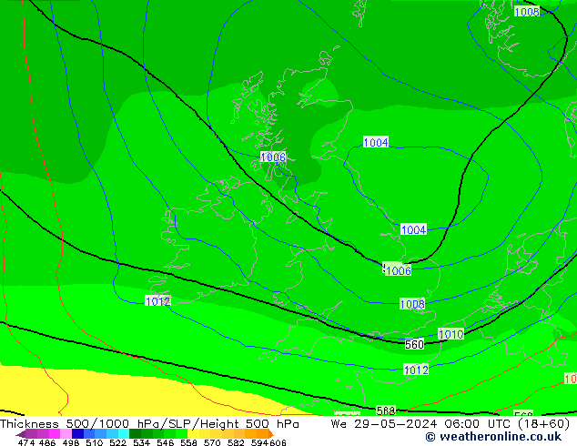 Thck 500-1000hPa ECMWF We 29.05.2024 06 UTC