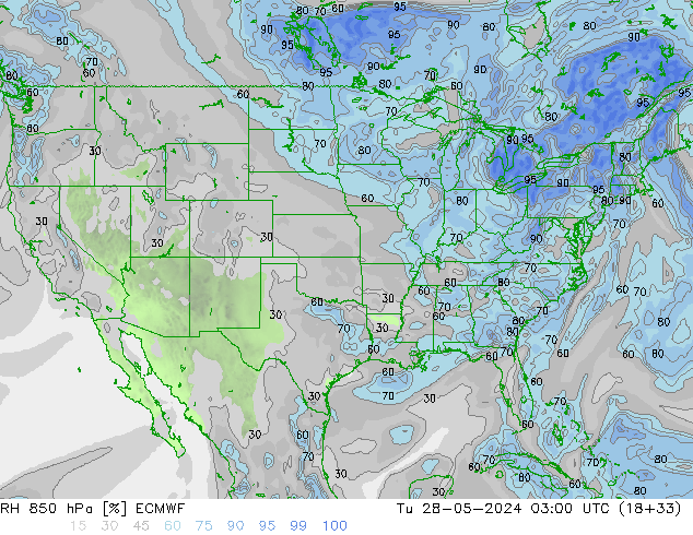 RH 850 hPa ECMWF Tu 28.05.2024 03 UTC